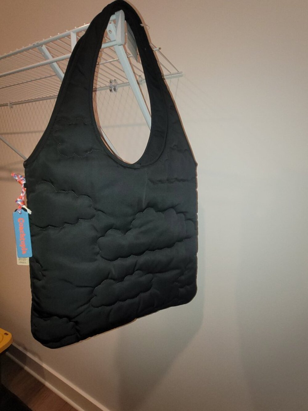 Coachtopia Loop Flat Tote in Black with Cloud Quilting